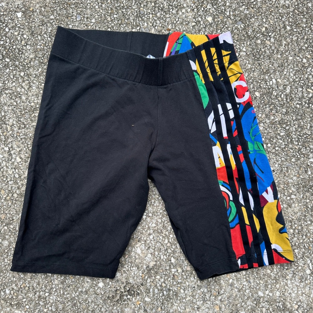 Adidas x Rich Mnisi Womens Biker Shorts Black Multicolor Graphic HD7166 Size M